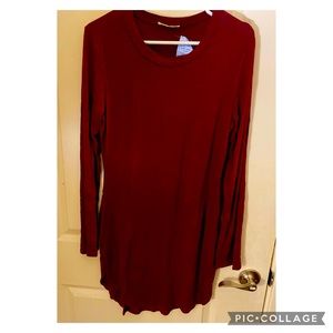 Burgundy Maroon Tunic length Long Sleeve Shirt/ shirt dress XL